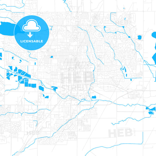Longmont, Colorado, United States, PDF vector map with water in focus