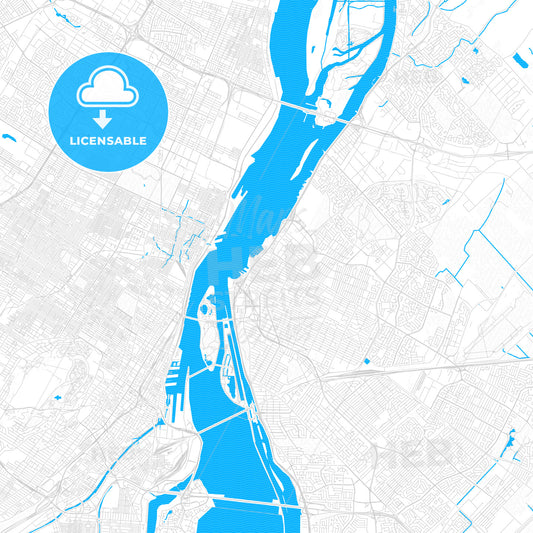 Longueuil, Canada PDF vector map with water in focus
