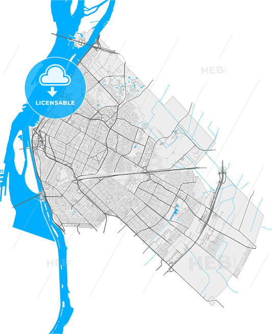 Longueuil, Quebec, Canada, high quality vector map