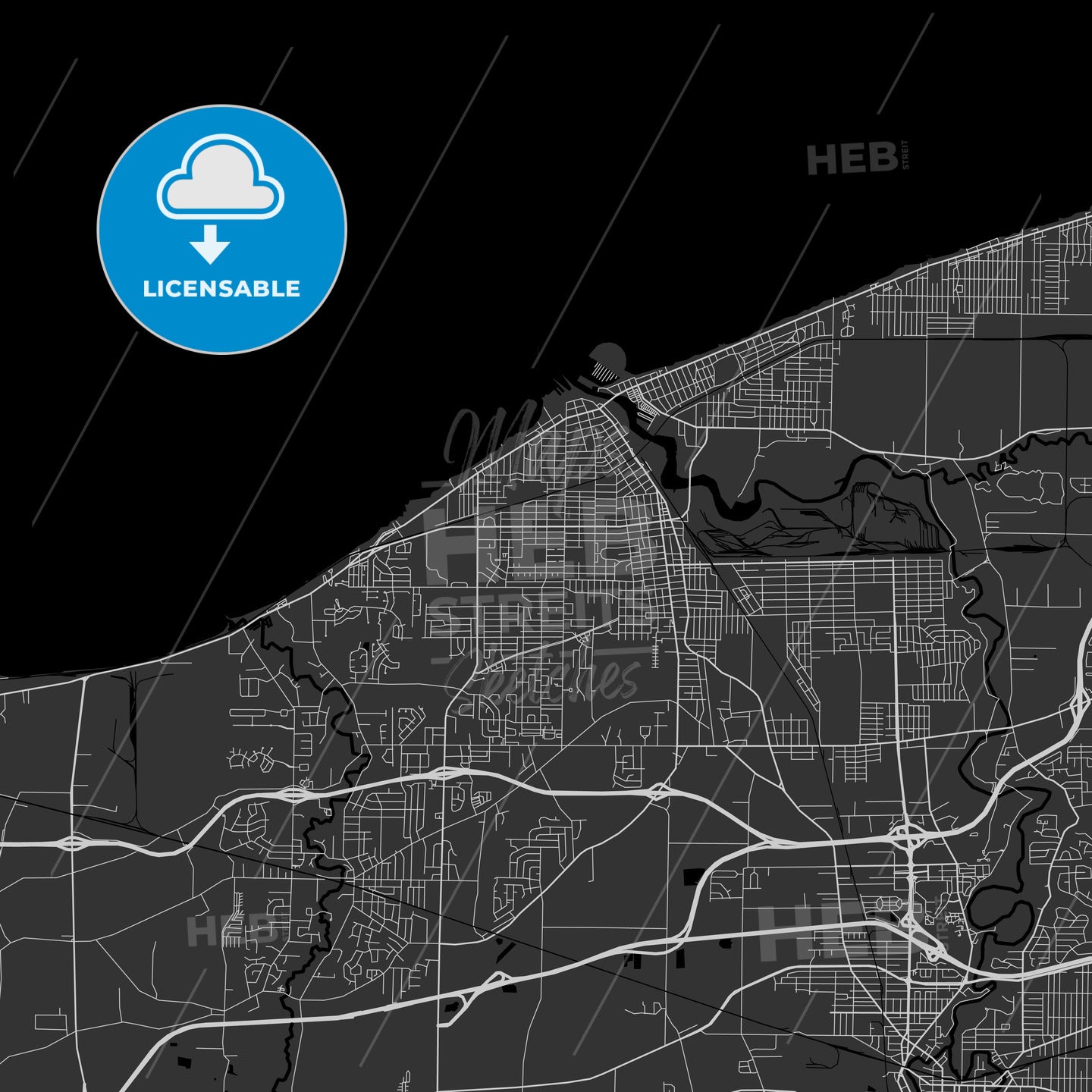 Lorain, Ohio - Area Map - Dark