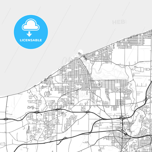 Lorain, Ohio - Area Map - Light