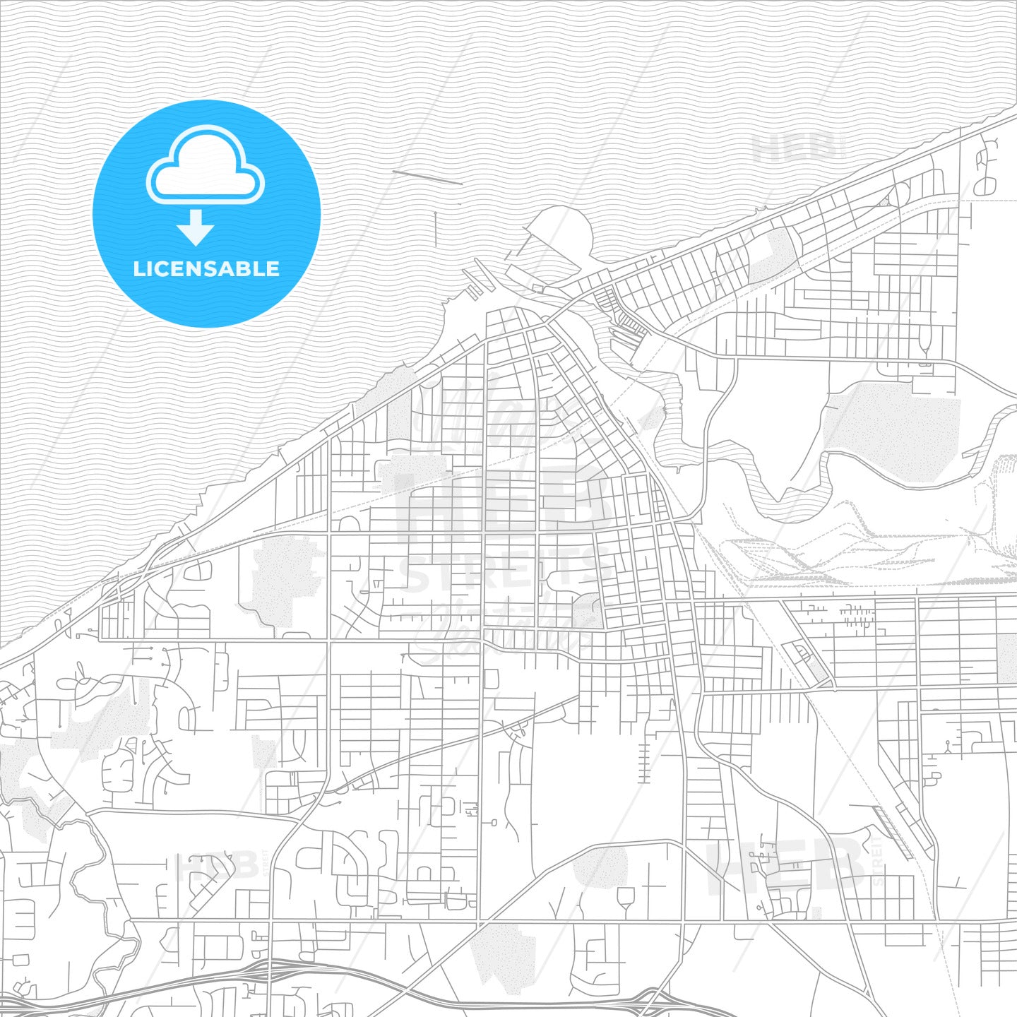 Lorain, Ohio, USA, bright outlined vector map