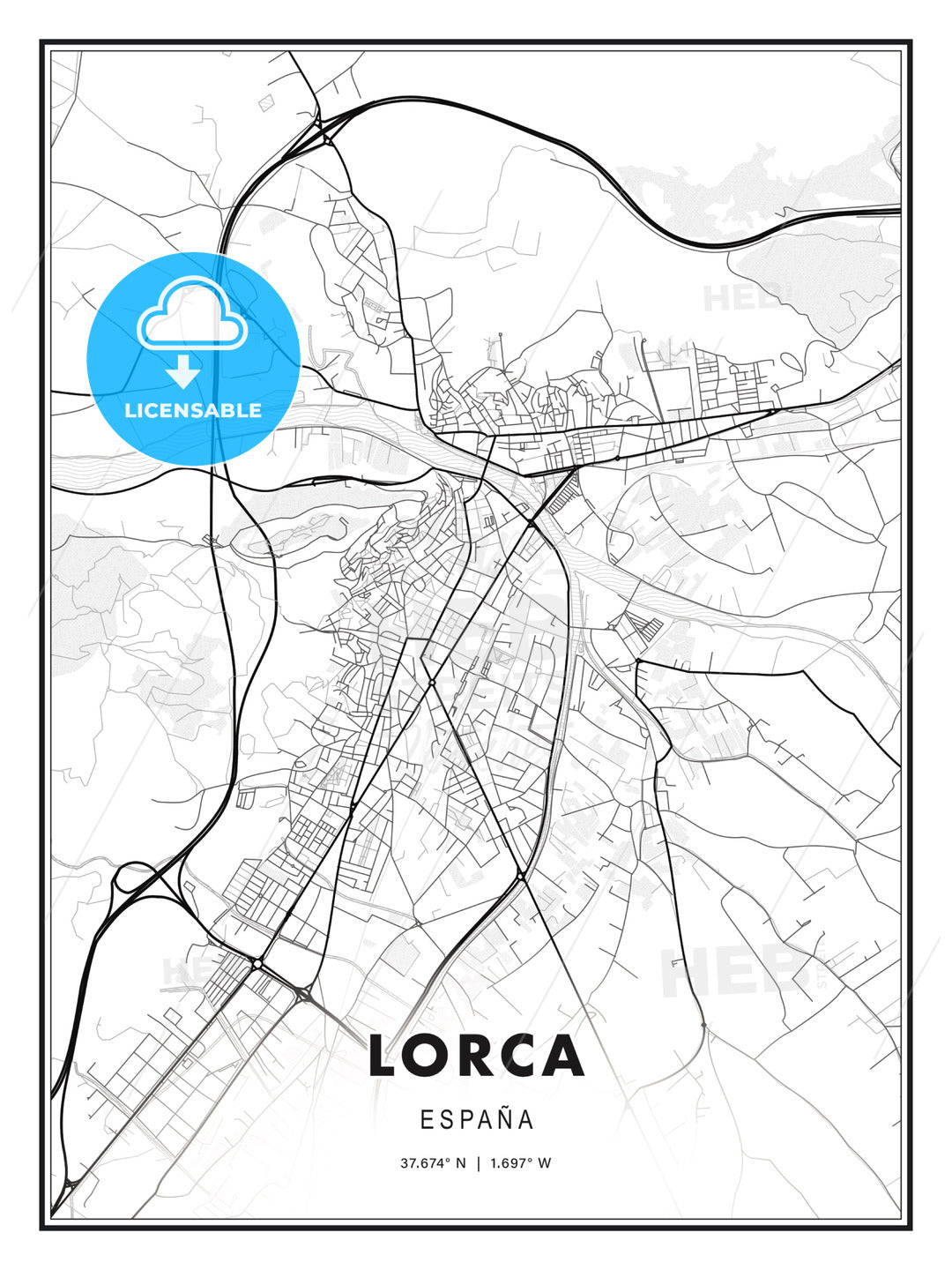 Lorca, Spain, Modern Print Template in Various Formats - HEBSTREITS Sketches