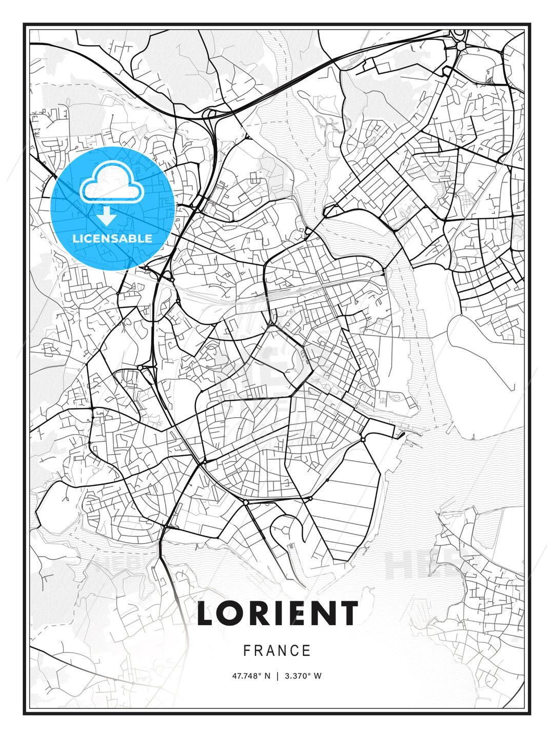 Lorient, France, Modern Print Template in Various Formats - HEBSTREITS Sketches