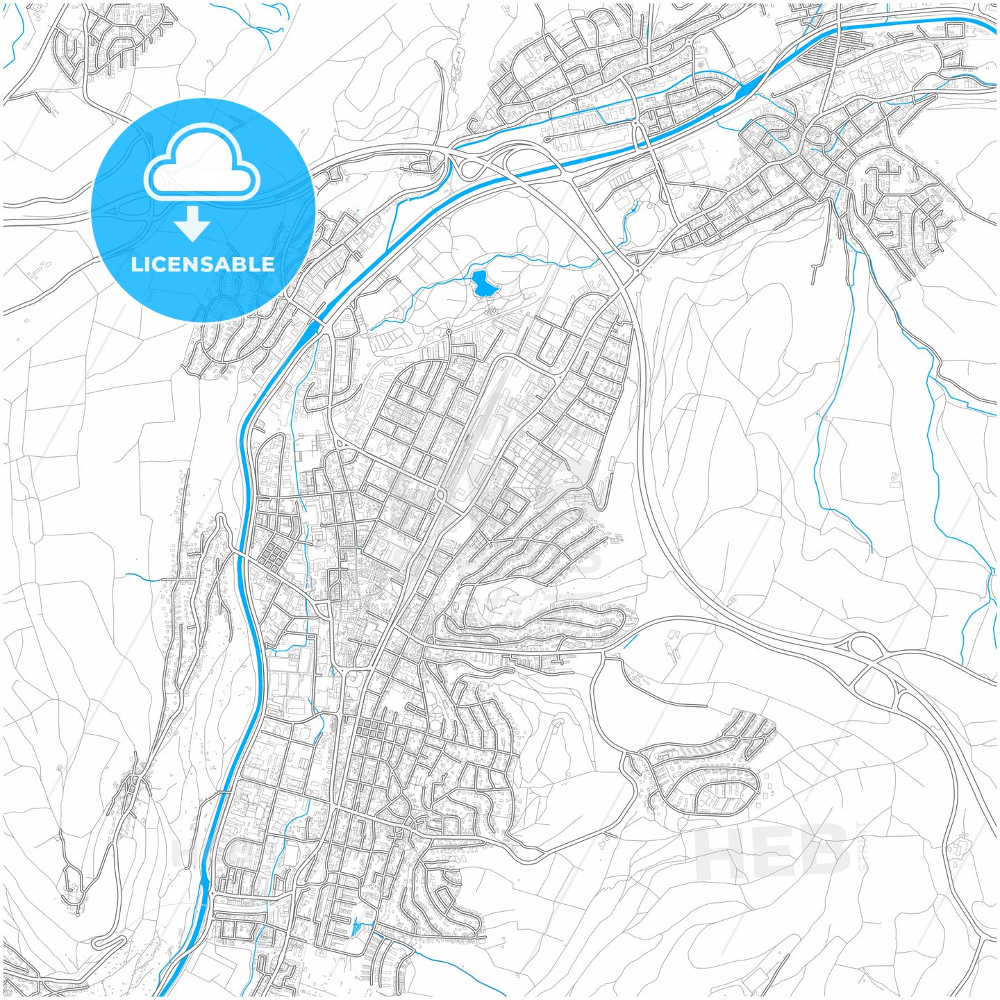 Lorrach, Baden-Wuerttemberg, Germany, city map with high quality roads.