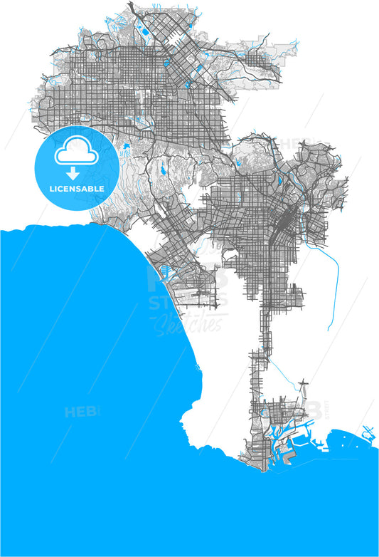 Los Angeles, California, United States, high quality vector map