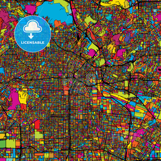 Los Angeles Colorful Vector Map on Black