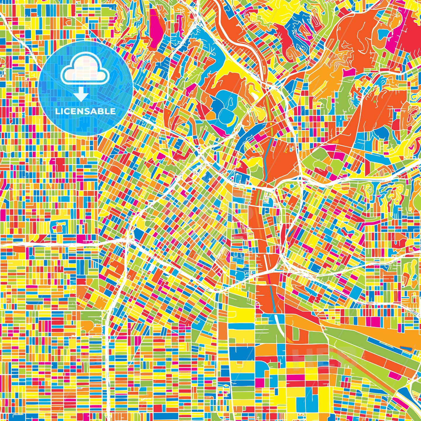Los Angeles, United States, colorful vector map