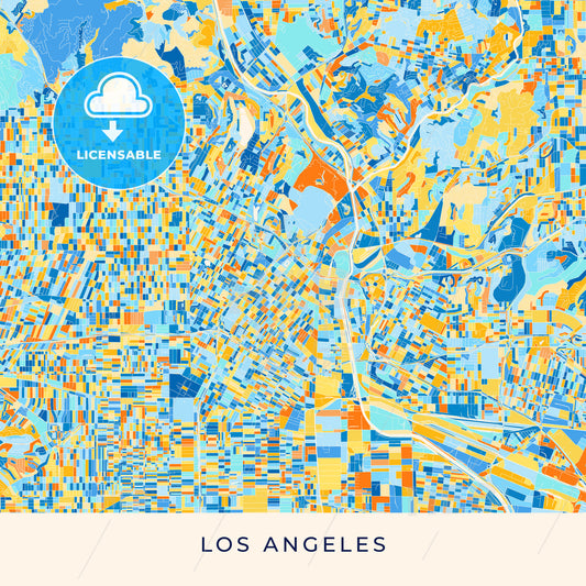 Los Angeles colorful map poster template