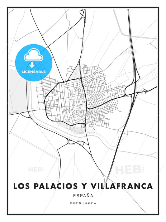 Los Palacios y Villafranca, Spain, Modern Print Template in Various Formats - HEBSTREITS Sketches