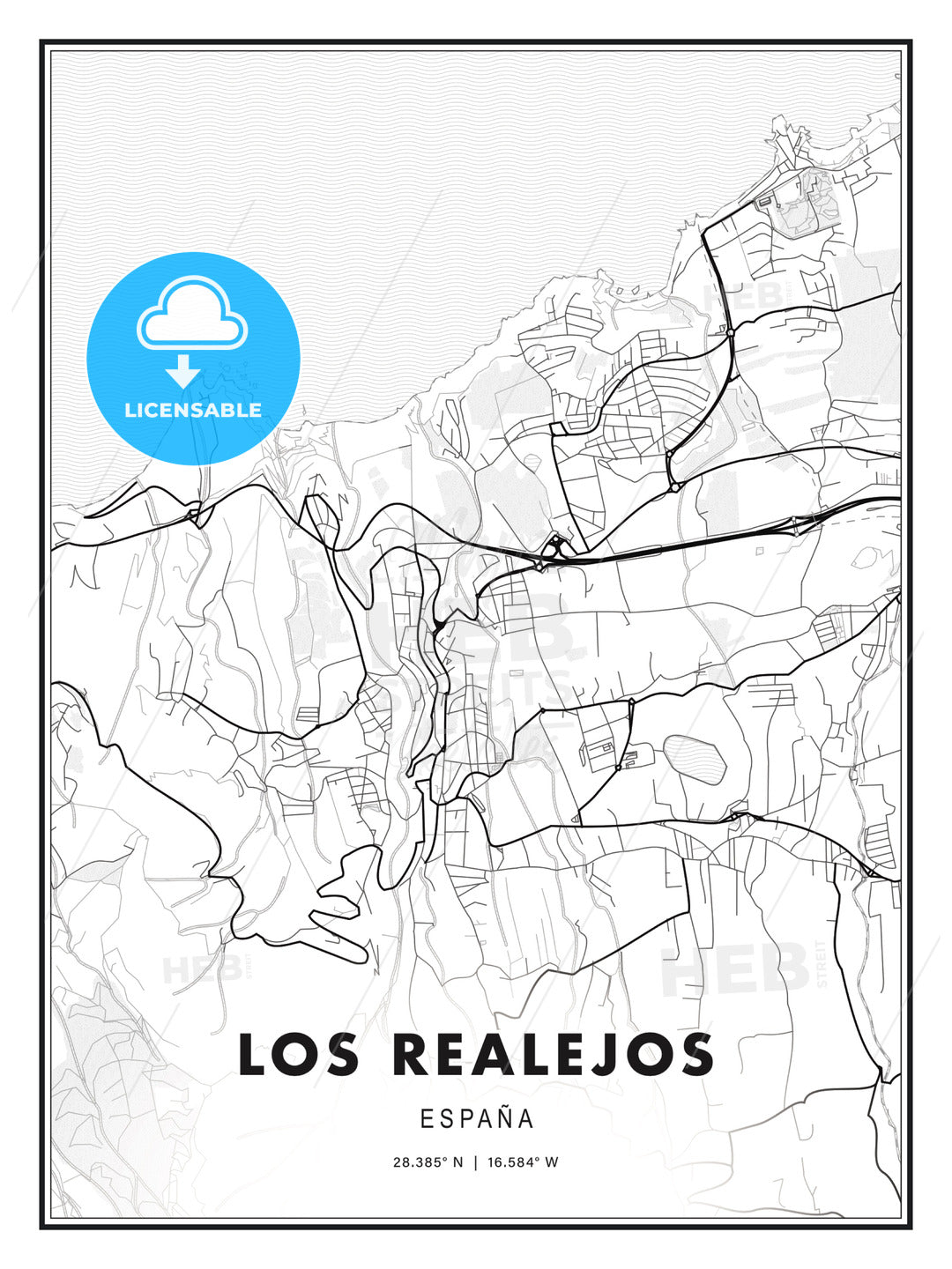Los Realejos, Spain, Modern Print Template in Various Formats - HEBSTREITS Sketches