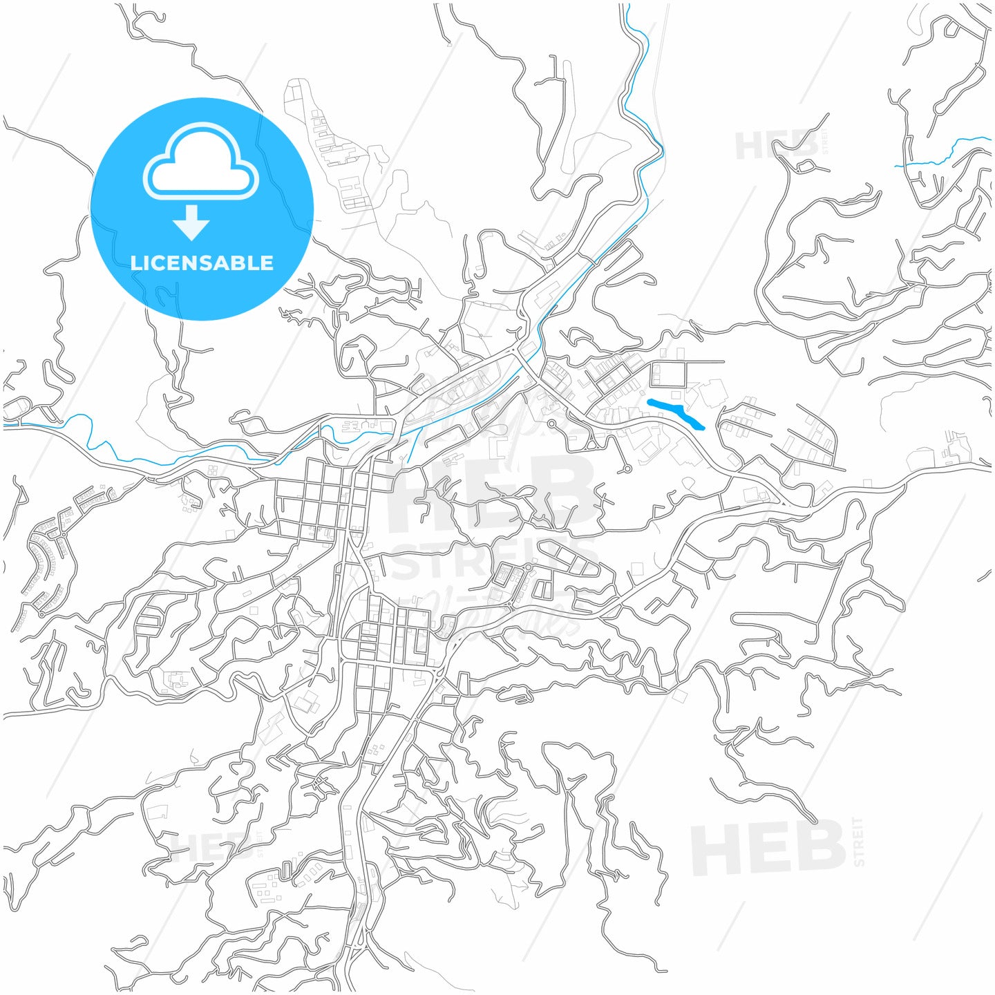 Los Teques, Venezuela, city map with high quality roads.