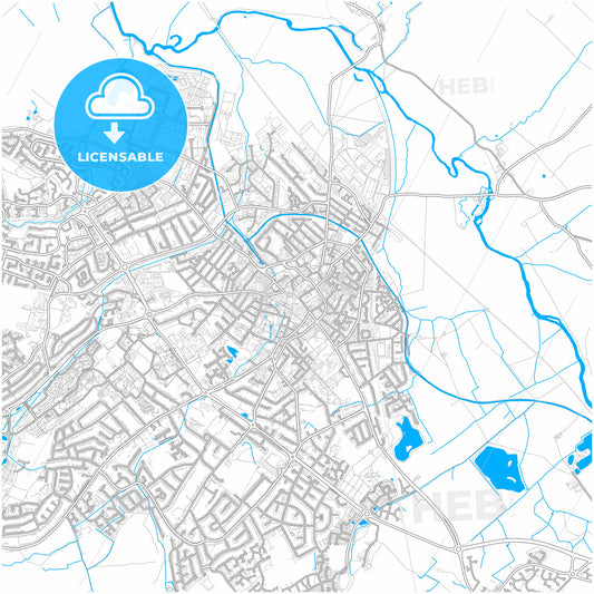 Loughborough, East Midlands, England, city map with high quality roads.