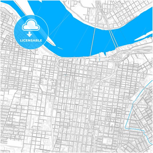 Louisville, Kentucky, United States, city map with high quality roads.