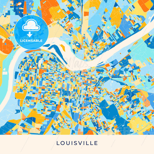 Louisville colorful map poster template