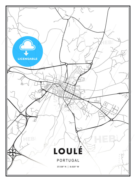 Loulé, Portugal, Modern Print Template in Various Formats - HEBSTREITS Sketches