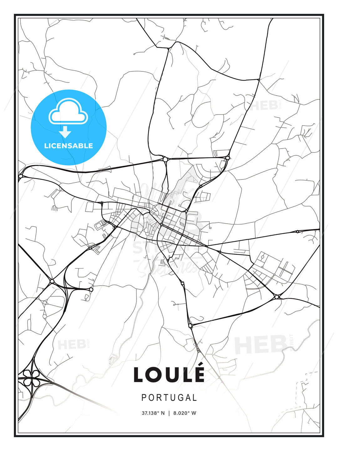 Loulé, Portugal, Modern Print Template in Various Formats - HEBSTREITS Sketches