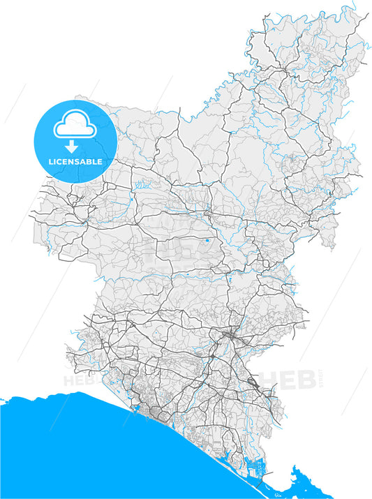 Loulé, Faro, Portugal, high quality vector map