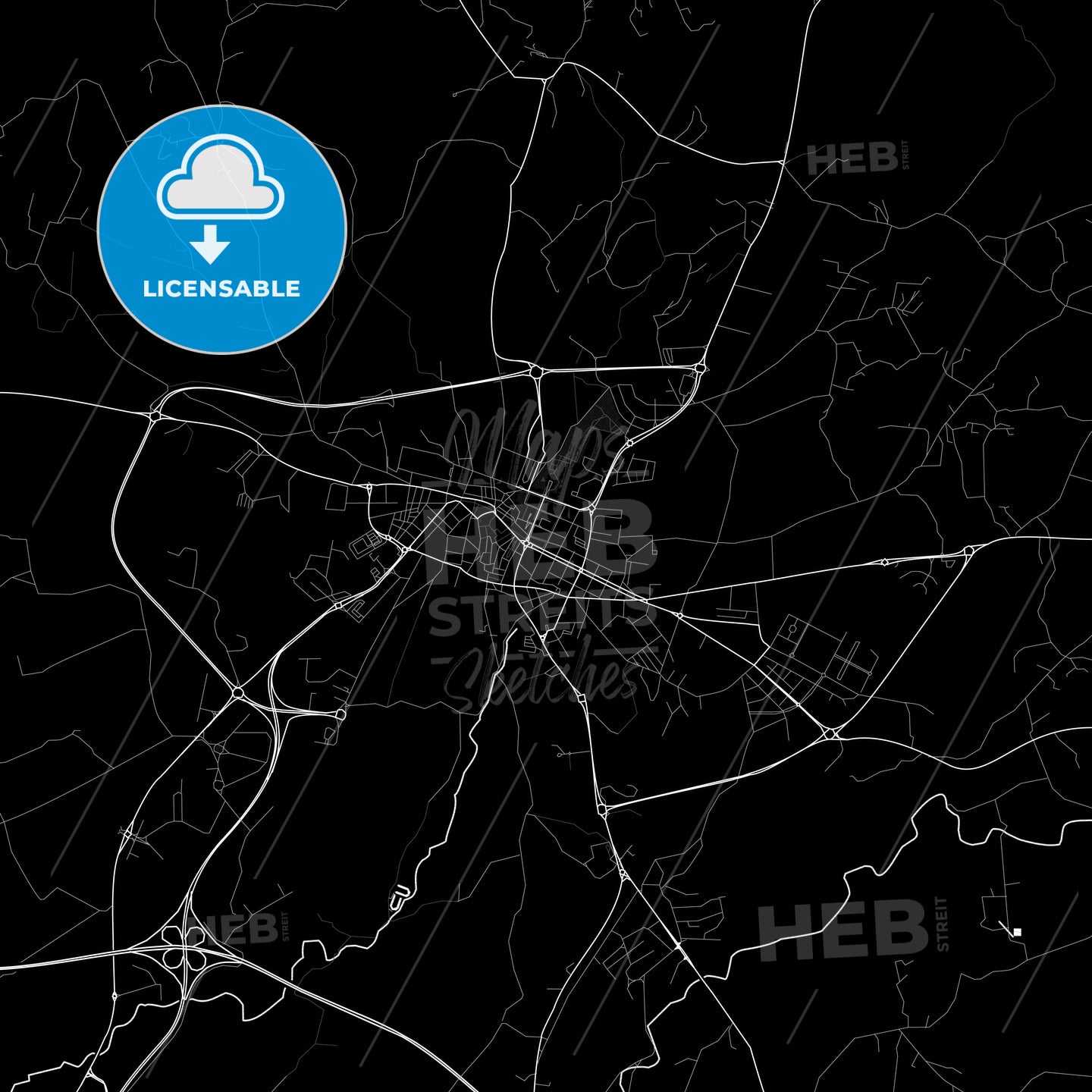 Loulé, Portugal Pdf Vector Map Black And White – HEBSTREITS