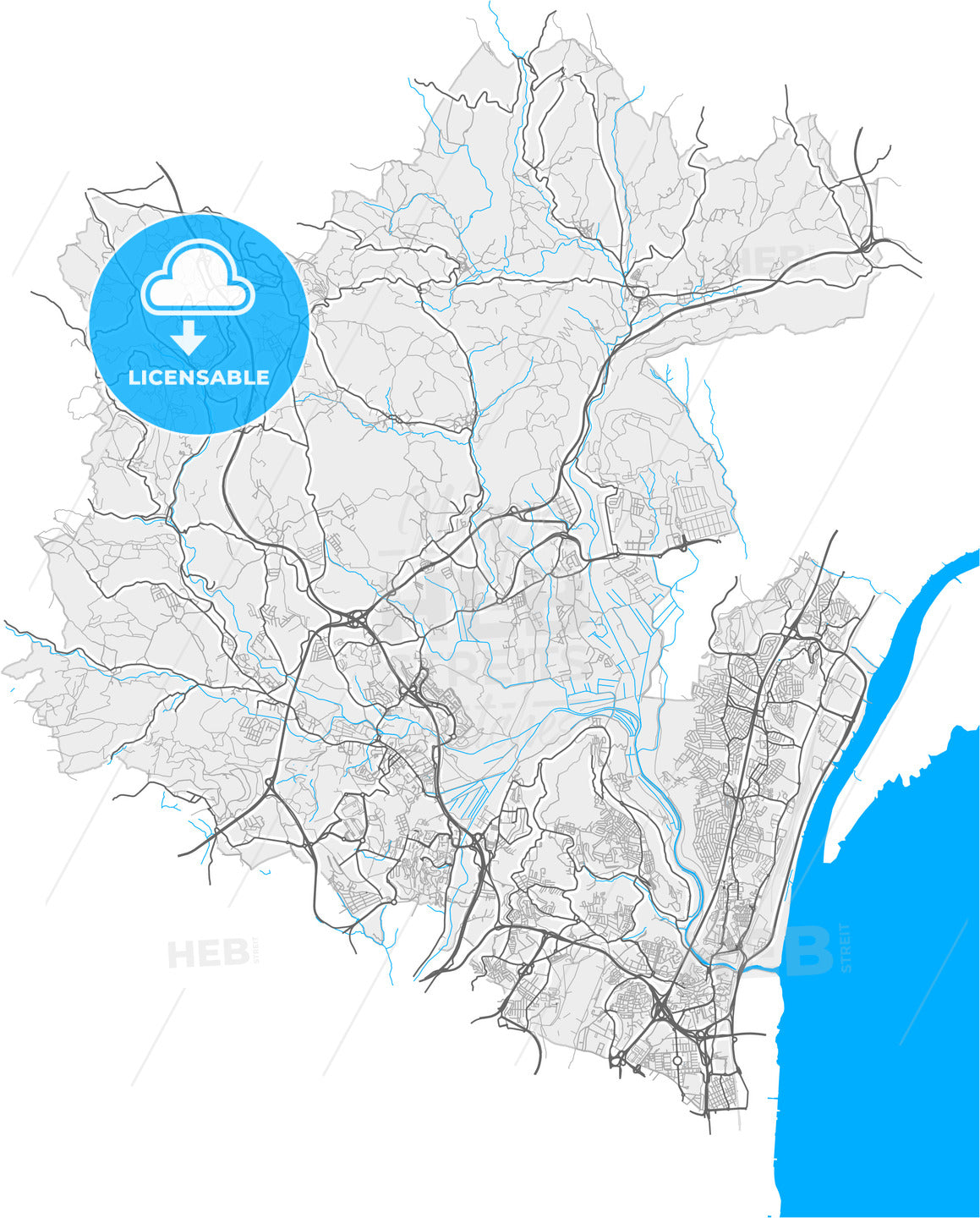 Loures, Lisbon, Portugal, high quality vector map
