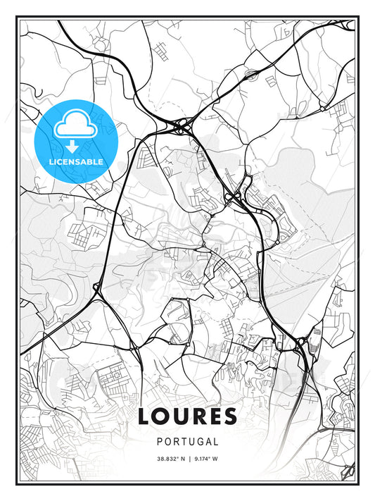 Loures, Portugal, Modern Print Template in Various Formats - HEBSTREITS Sketches
