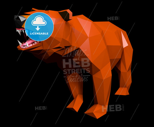 Low Poly Bear cries, side view – instant download