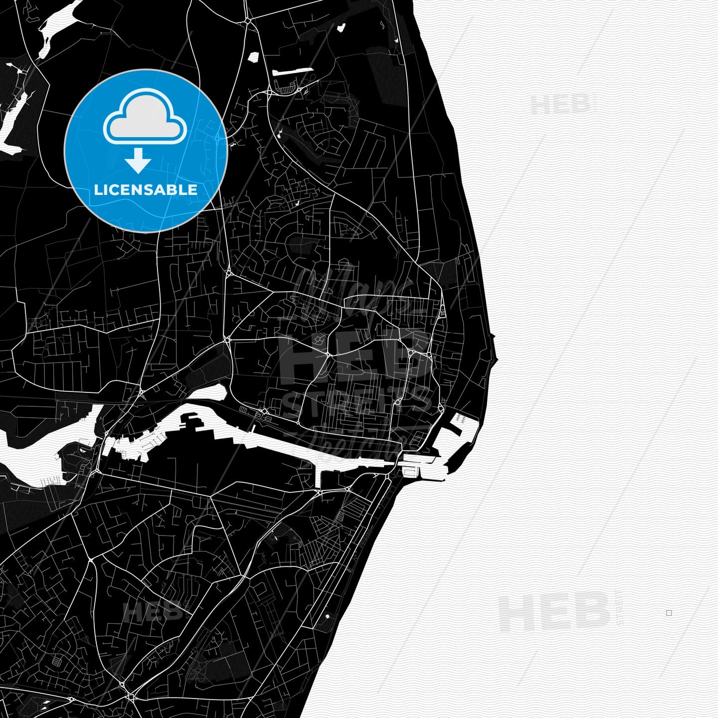 Lowestoft, England Pdf Vector Map Black And White – HEBSTREITS