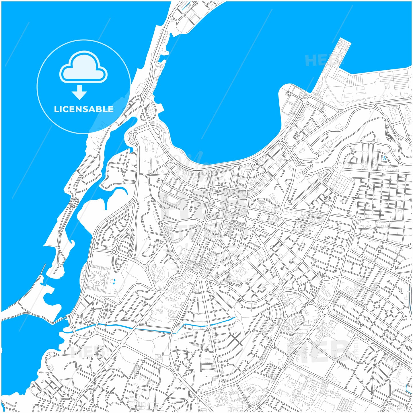 Luanda, Angola, city map with high quality roads.