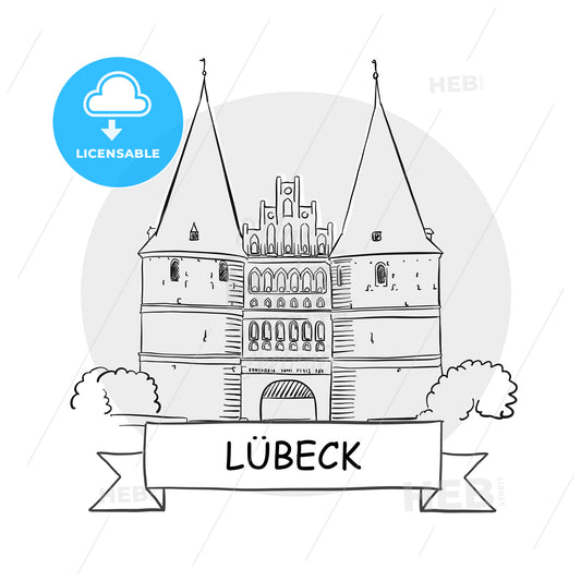 Lubeck hand-drawn urban vector sign – instant download