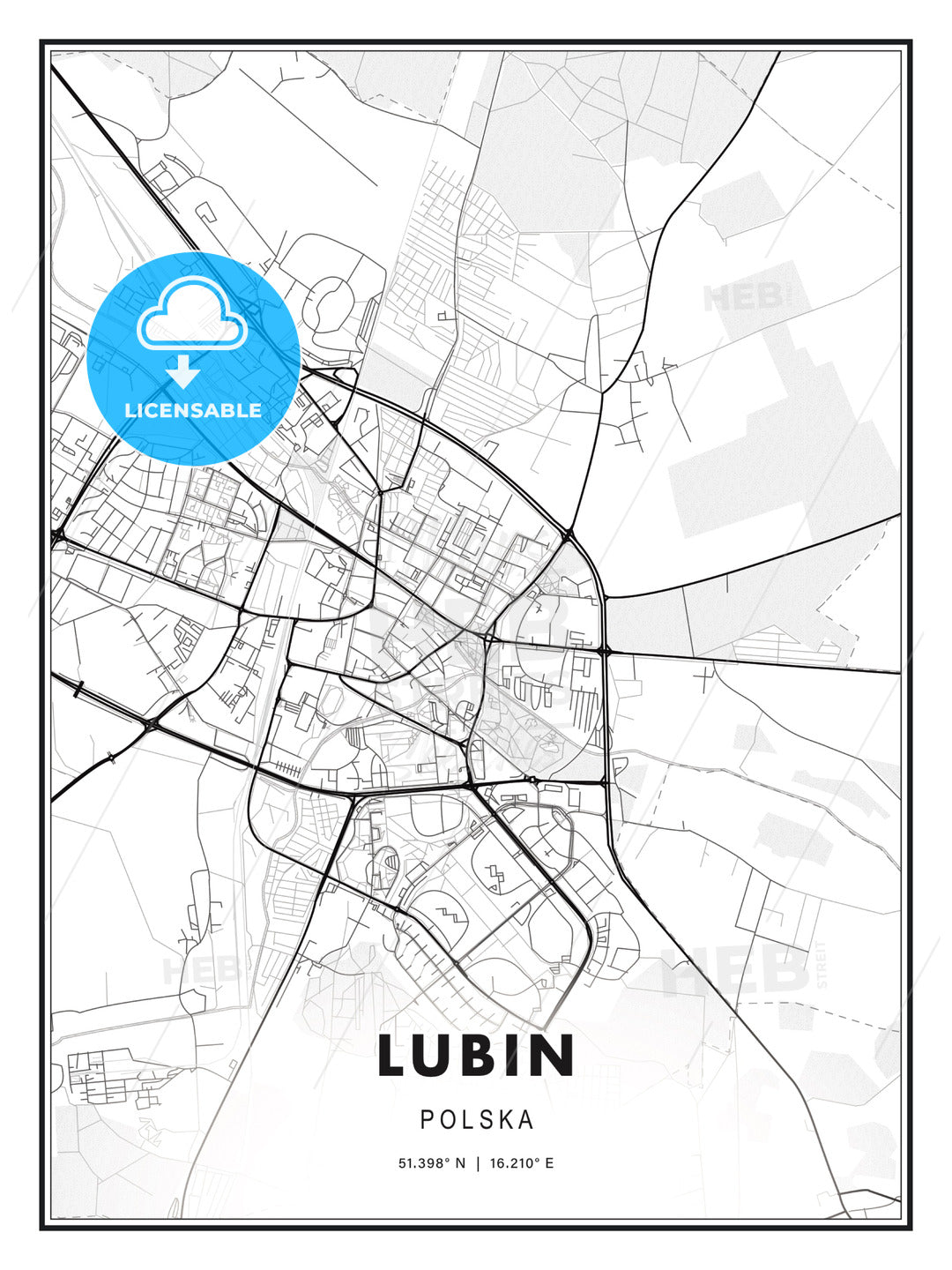 Lubin, Poland, Modern Print Template in Various Formats - HEBSTREITS Sketches