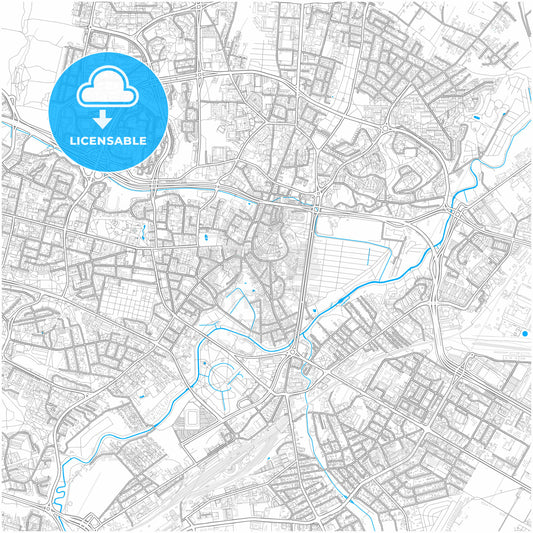 Lublin, Lublin, Poland, city map with high quality roads.
