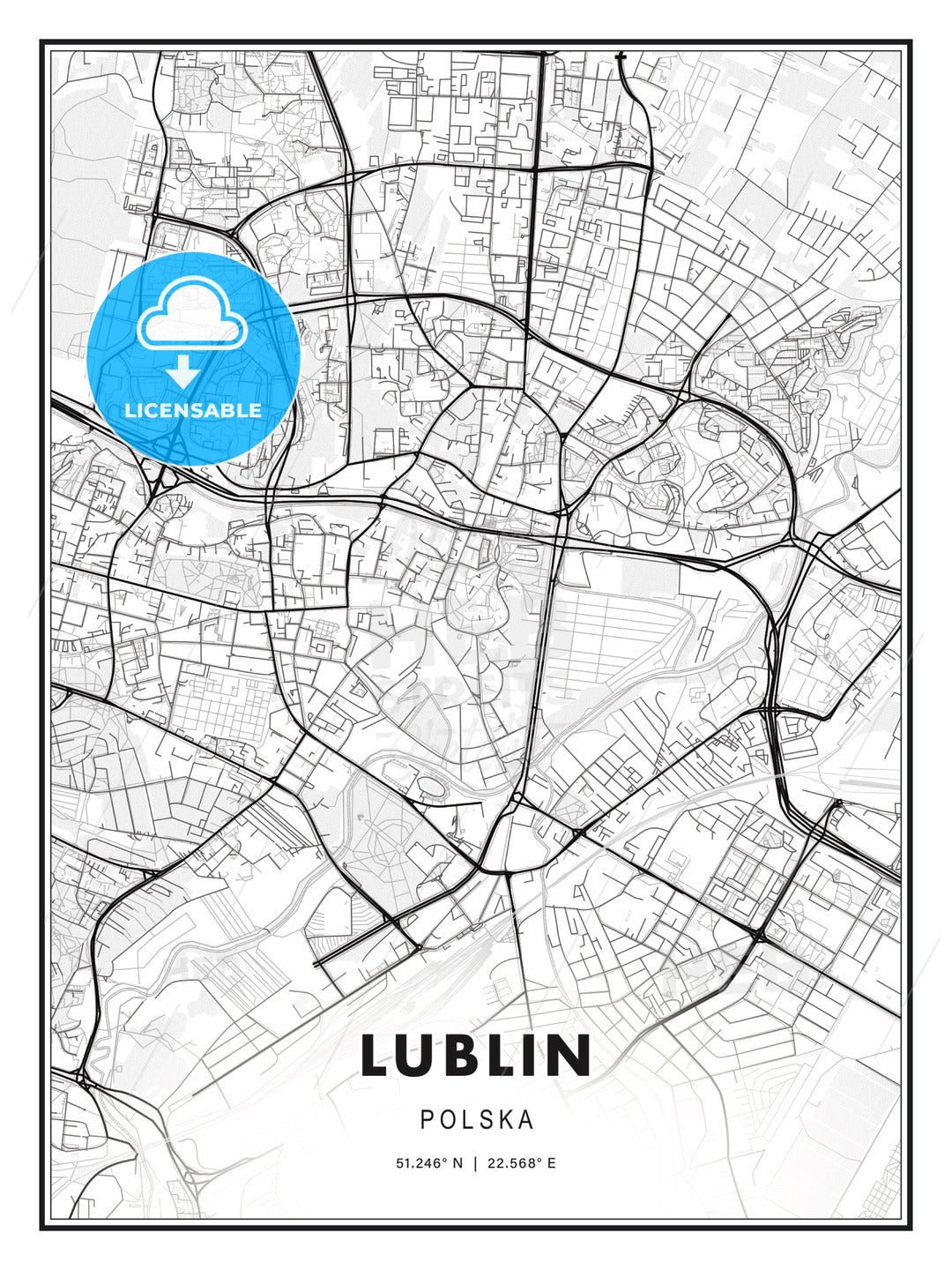 Lublin, Poland, Modern Print Template in Various Formats - HEBSTREITS Sketches