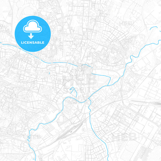 Lublin, Poland PDF vector map with water in focus