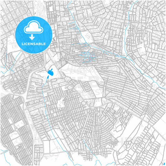 Lubumbashi, DR Congo, city map with high quality roads.