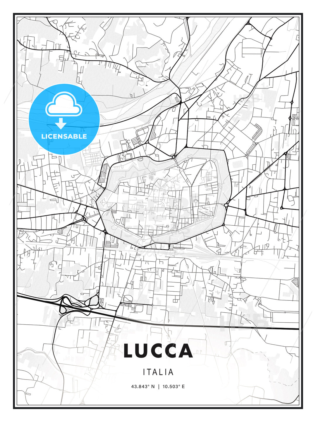 Lucca, Italy, Modern Print Template in Various Formats - HEBSTREITS Sketches