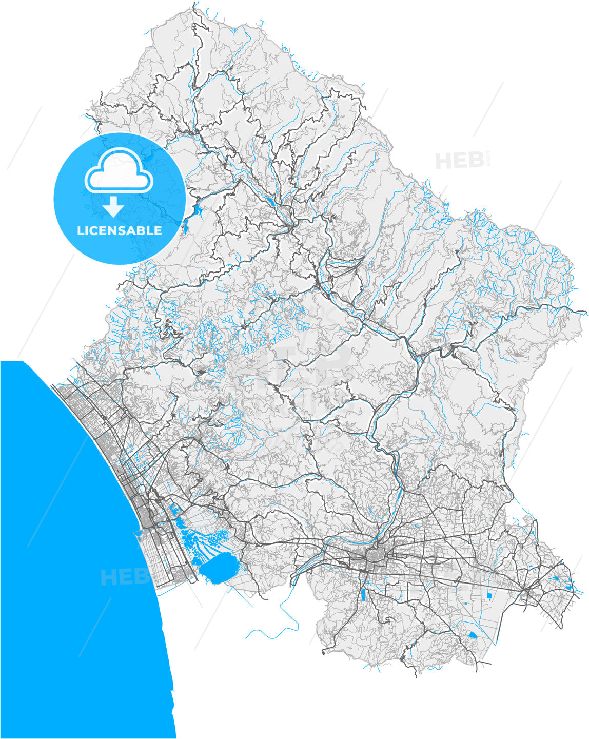 Lucca, Tuscany, Italy, high quality vector map