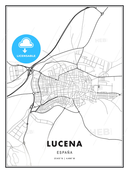 Lucena, Spain, Modern Print Template in Various Formats - HEBSTREITS Sketches