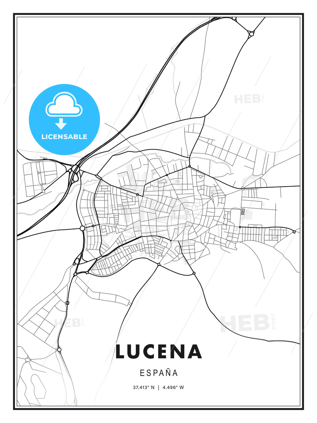 Lucena, Spain, Modern Print Template in Various Formats - HEBSTREITS Sketches