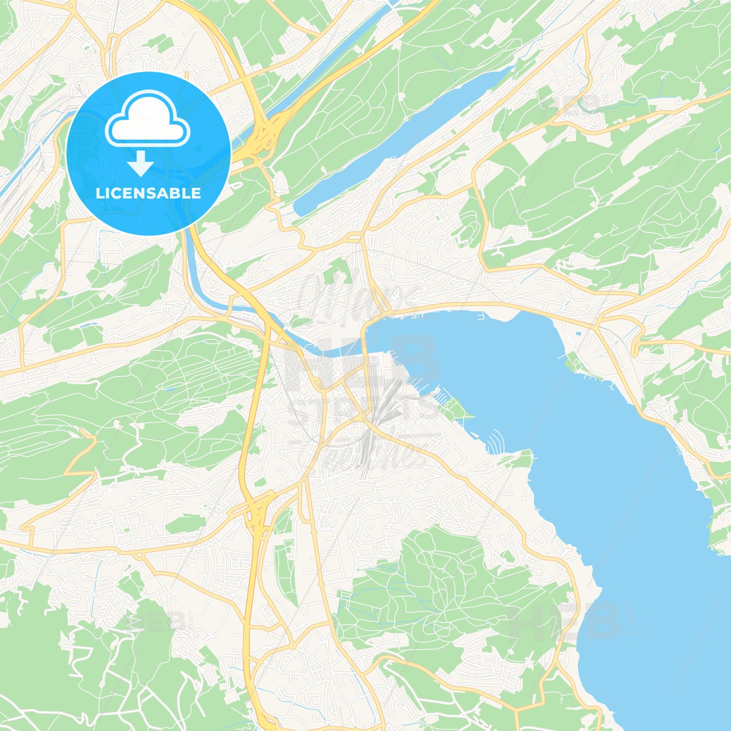 Lucerne, Switzerland Vector Map - Classic Colors
