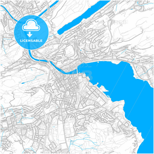 Lucerne, Switzerland, city map with high quality roads.