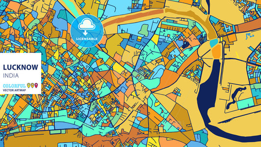 Lucknow, India, Colorful Vector Artmap