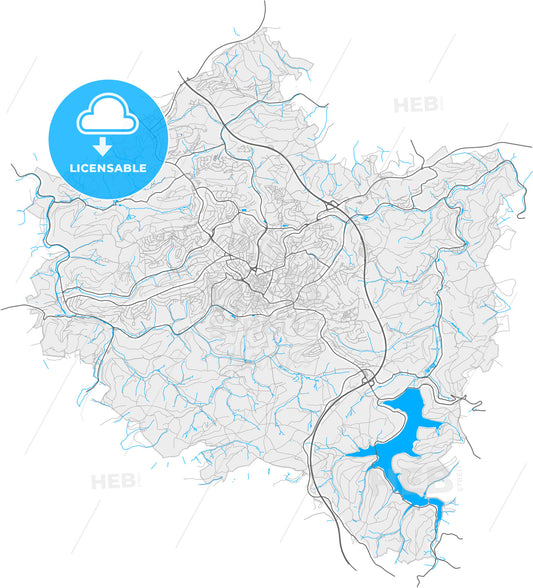 Ludenscheid, North Rhine-Westphalia, Germany, high quality vector map