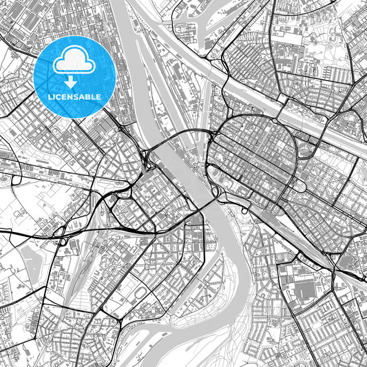 Ludwigshafen am Rhein, Germany, vector map with buildings