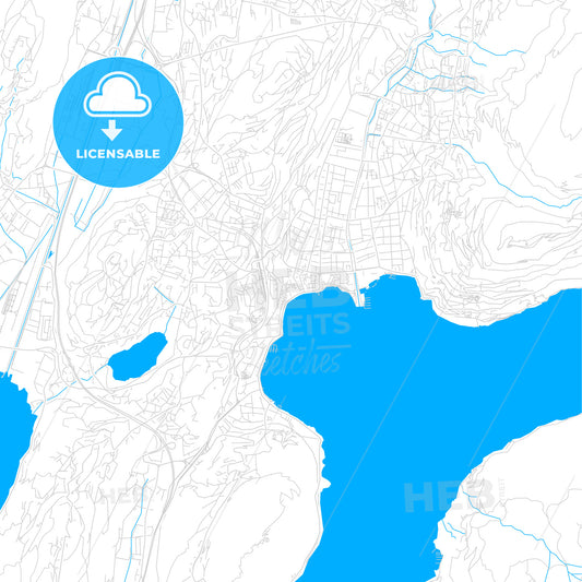 Lugano, Switzerland bright two-toned vector map