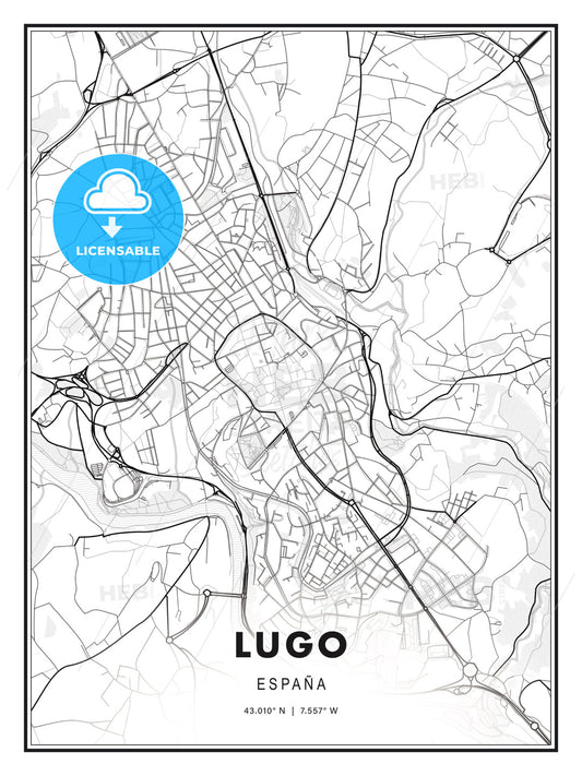 Lugo, Spain, Modern Print Template in Various Formats - HEBSTREITS Sketches