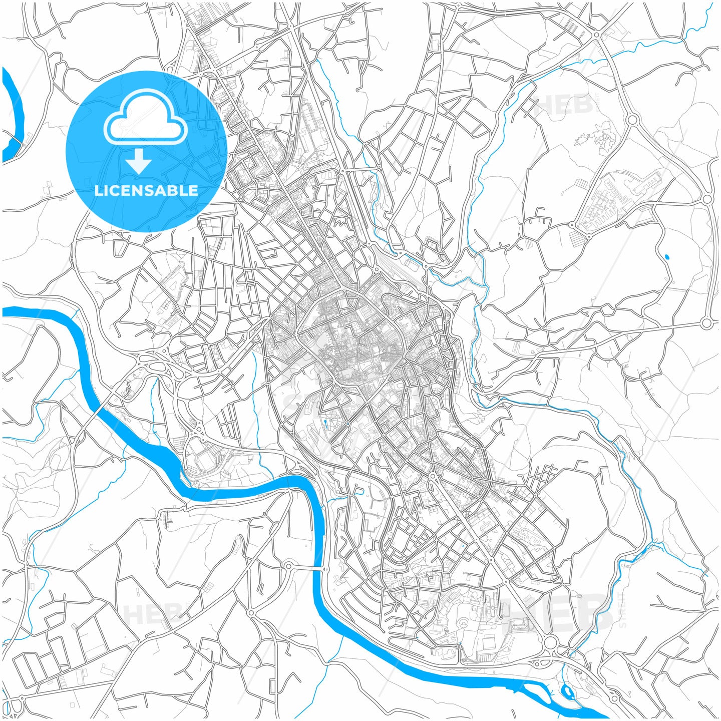 Lugo, Spain, city map with high quality roads.