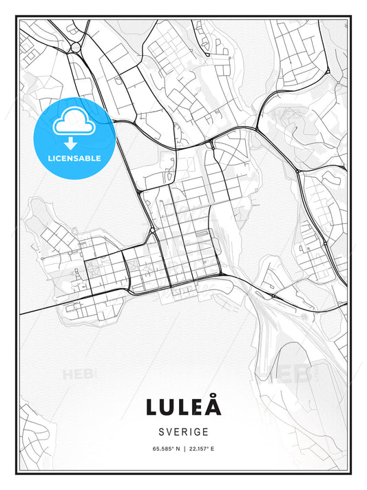 Luleå, Sweden, Modern Print Template in Various Formats - HEBSTREITS Sketches