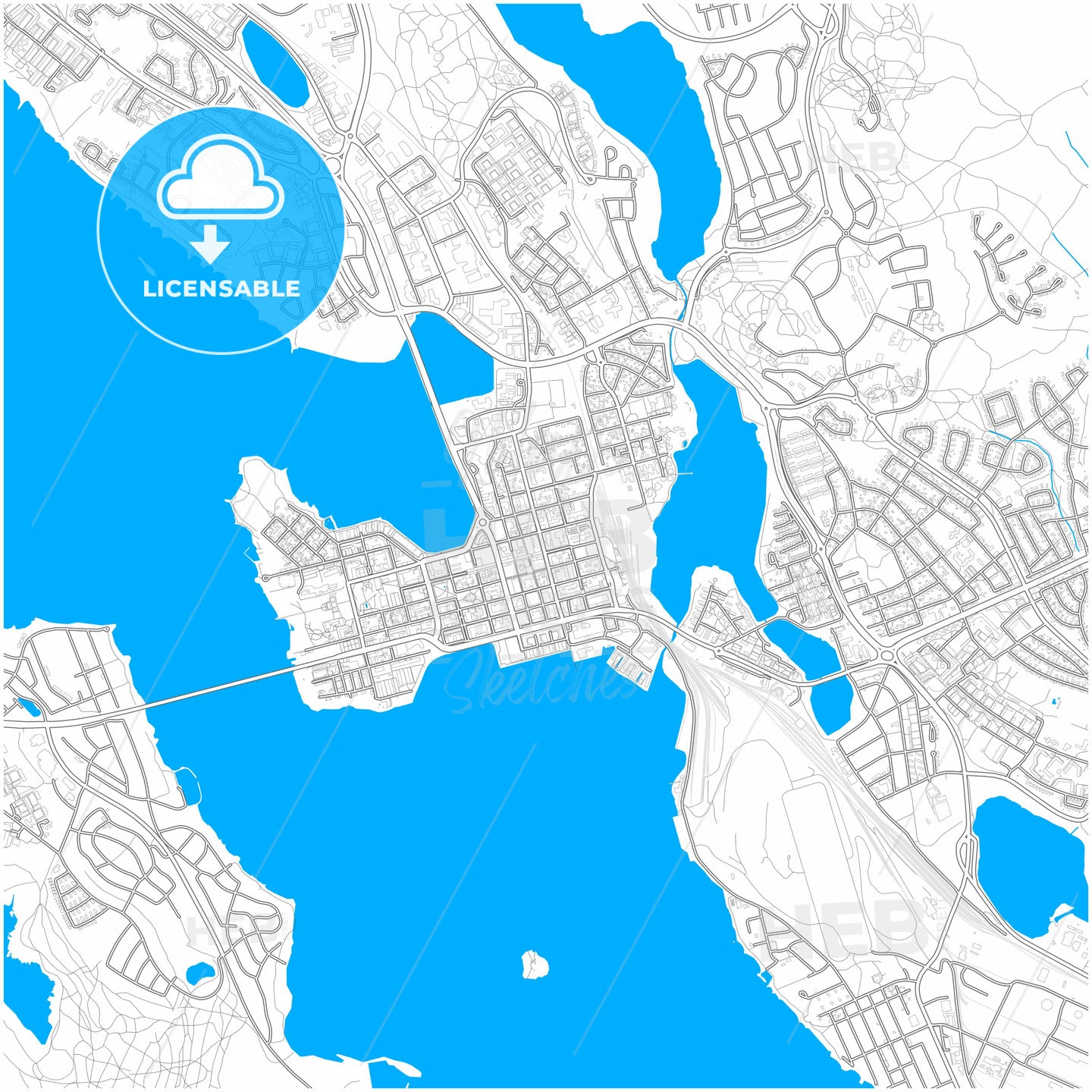 Luleå, Sweden, city map with high quality roads.