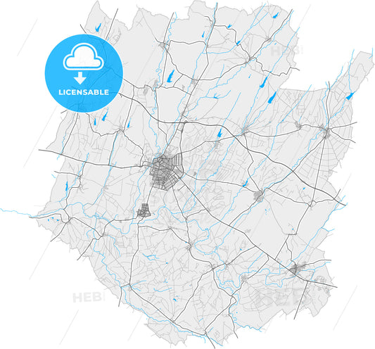 Lüleburgaz, Kırklareli, Turkey, high quality vector map