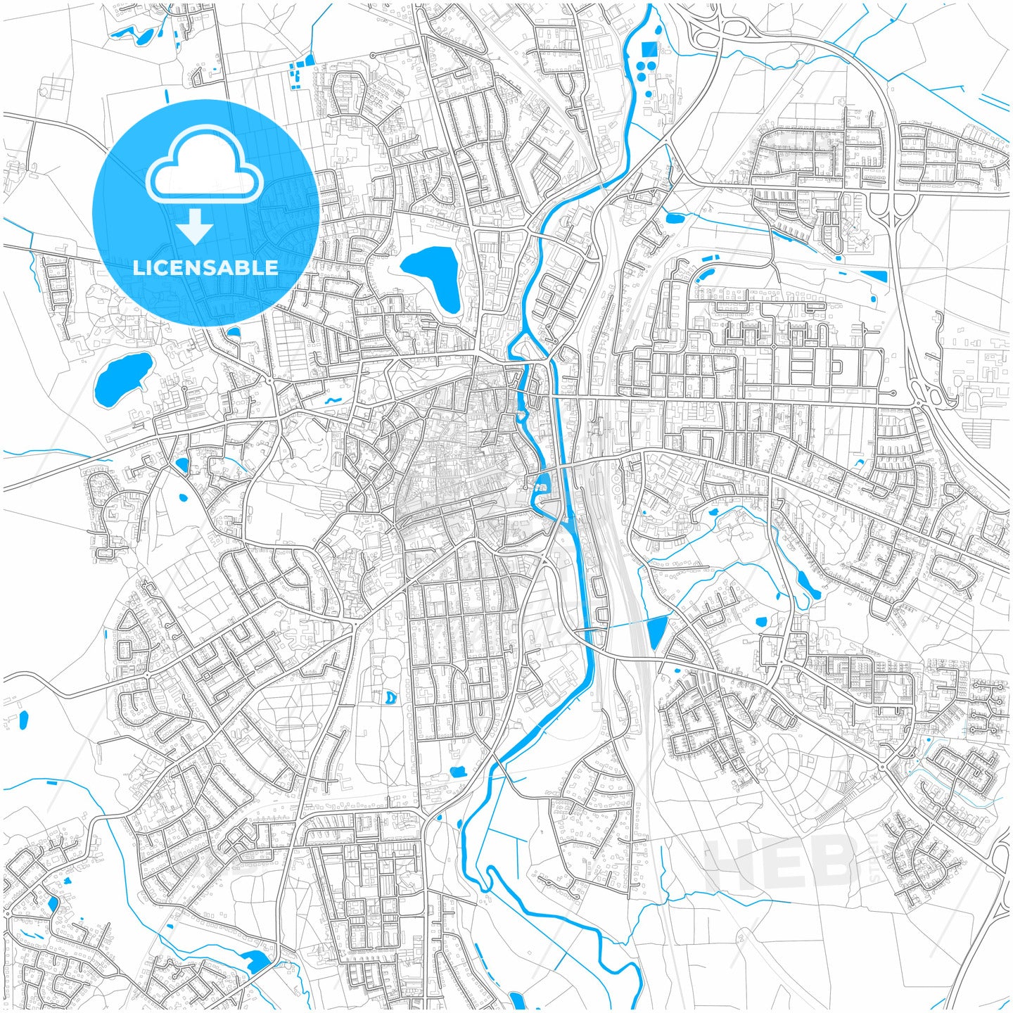 Luneburg, Lower Saxony, Germany, city map with high quality roads.